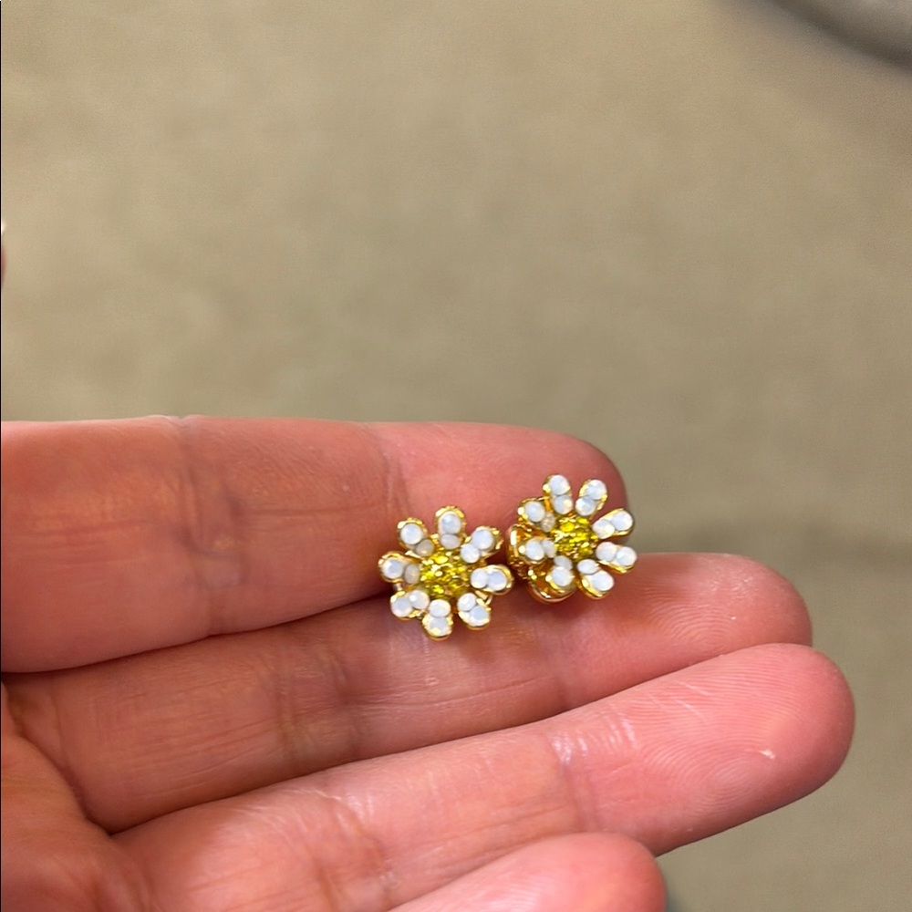 Kate Spade Gold and White Floral Earrings